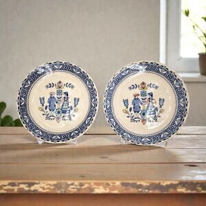 Johnson Brothers Hearts & Flowers Old Granite Salad Plates 8” England Set of 2